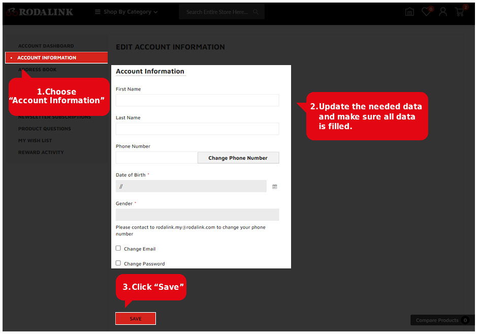 Update account information Update account information